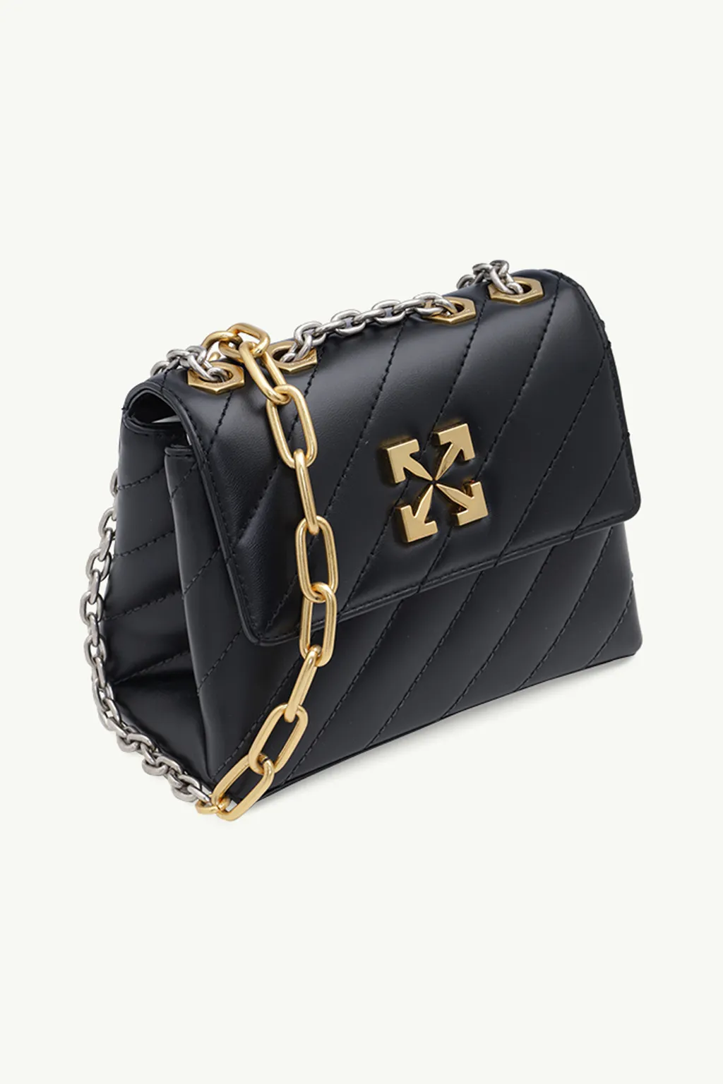 OFF WHITE Jackhammer 19 Chain Shoulder Bag in Black Quilted 2