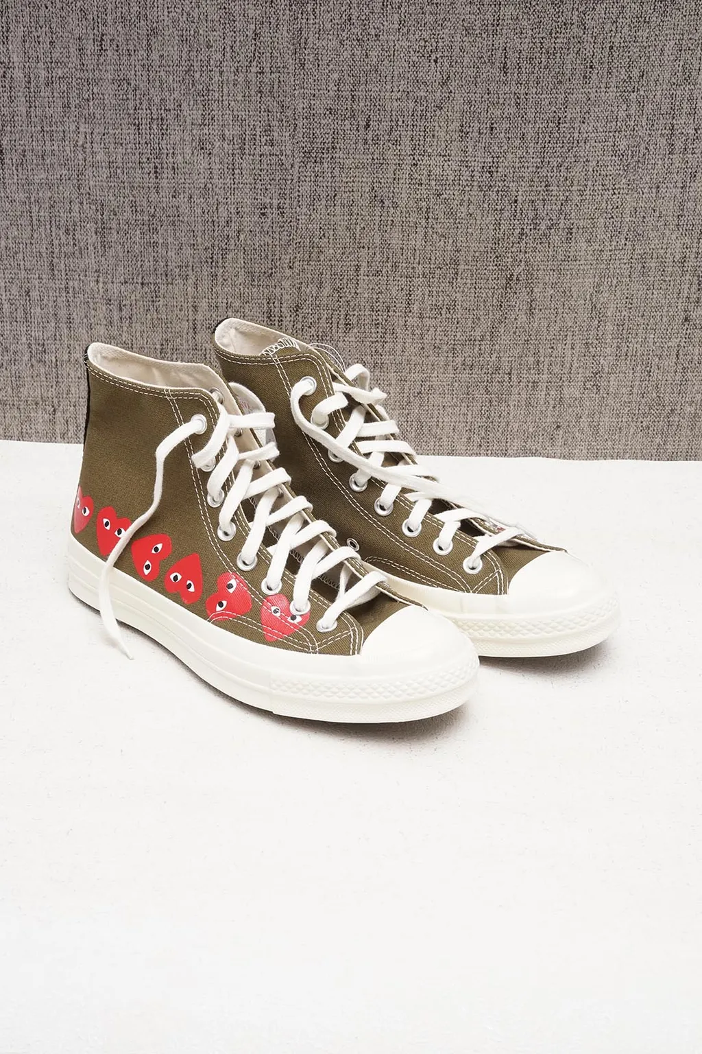 CONVERSE x PLAY CDG Chuck 70 Multi Heart High Top Sneaker in Khaki Green 0