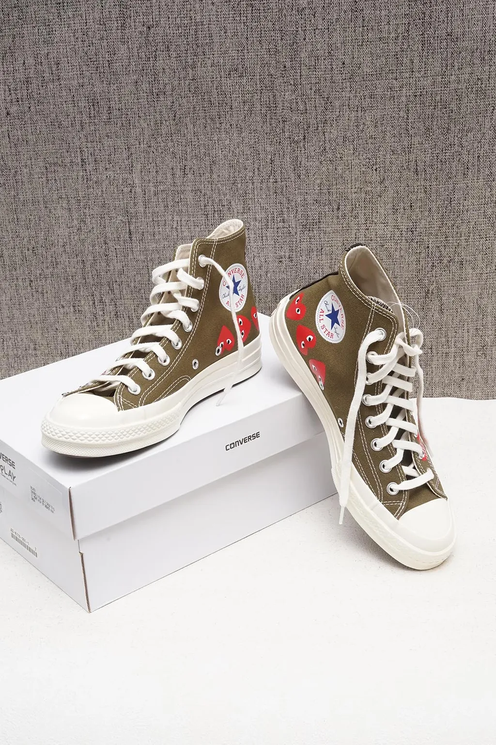 CONVERSE x PLAY CDG Chuck 70 Multi Heart High Top Sneaker in Khaki Green 3
