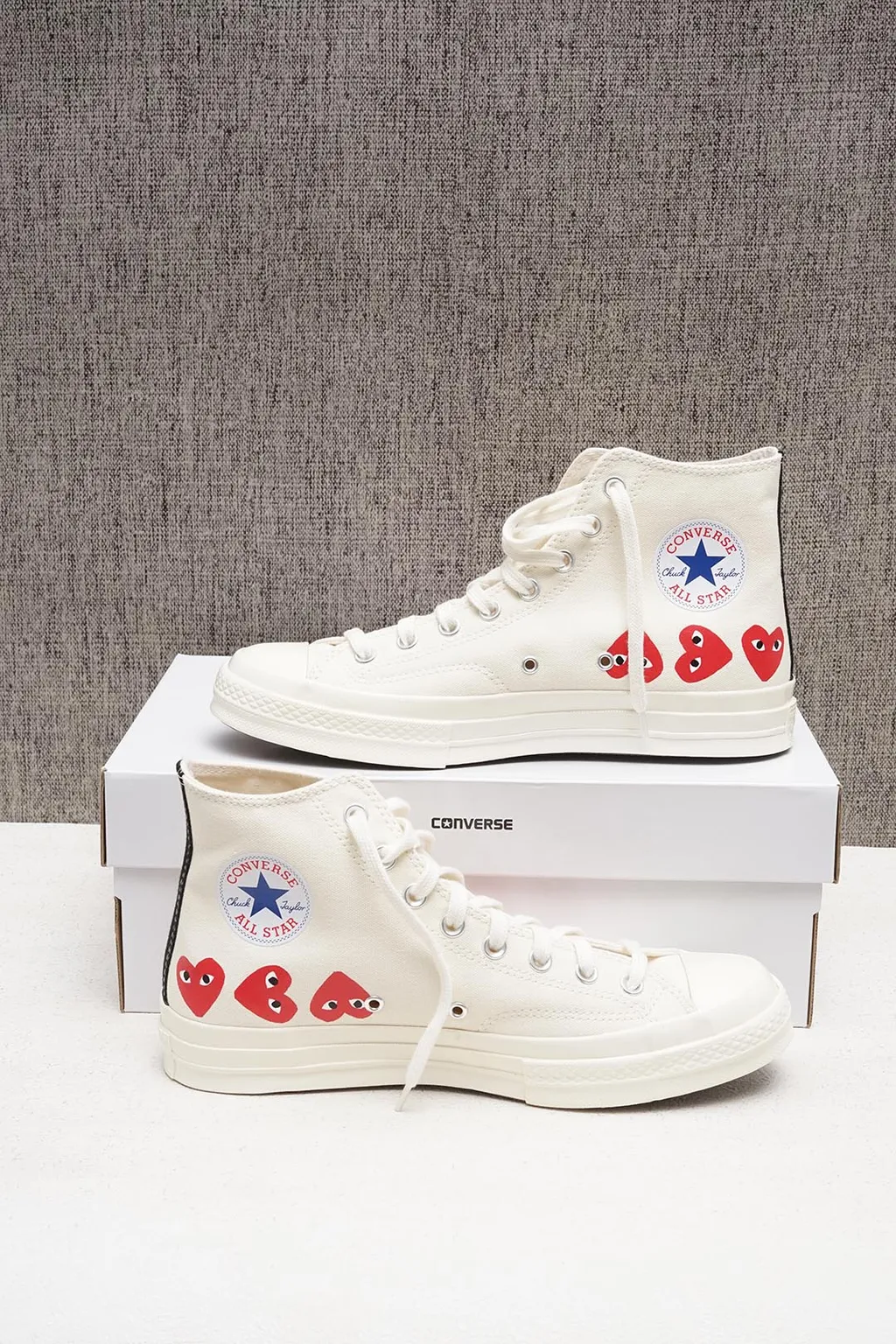 CONVERSE x PLAY CDG Chuck 70 Multi Heart High Top Sneaker in Off White 2