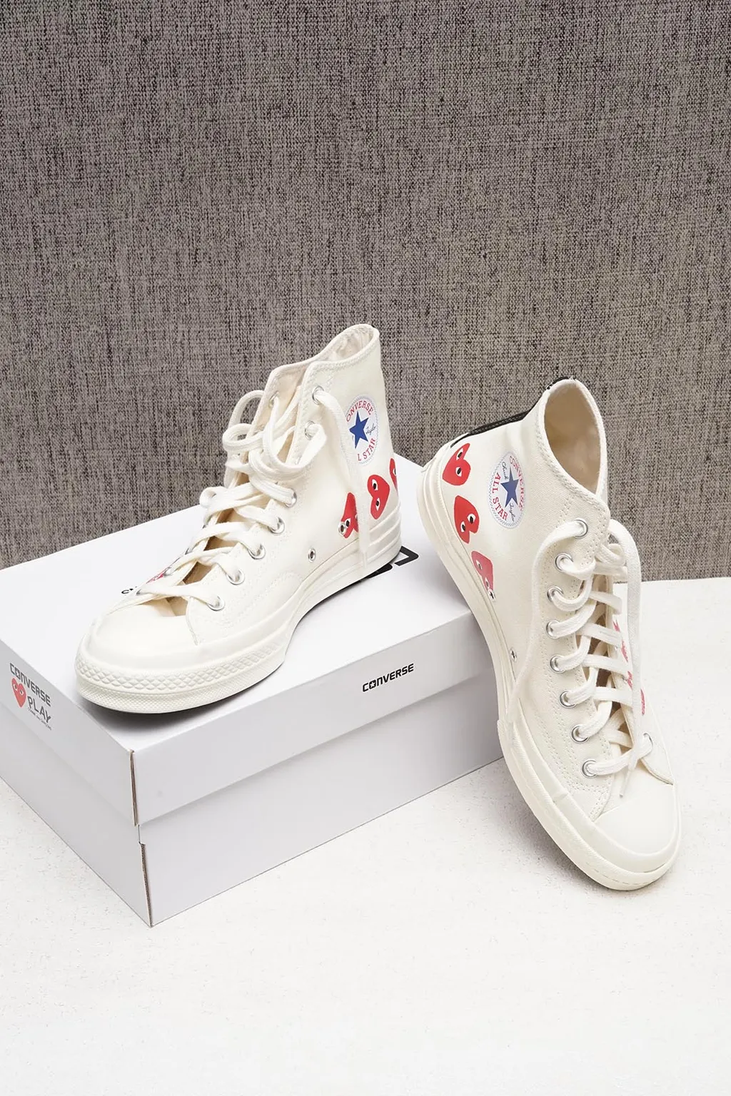 CONVERSE x PLAY CDG Chuck 70 Multi Heart High Top Sneaker in Off White 3