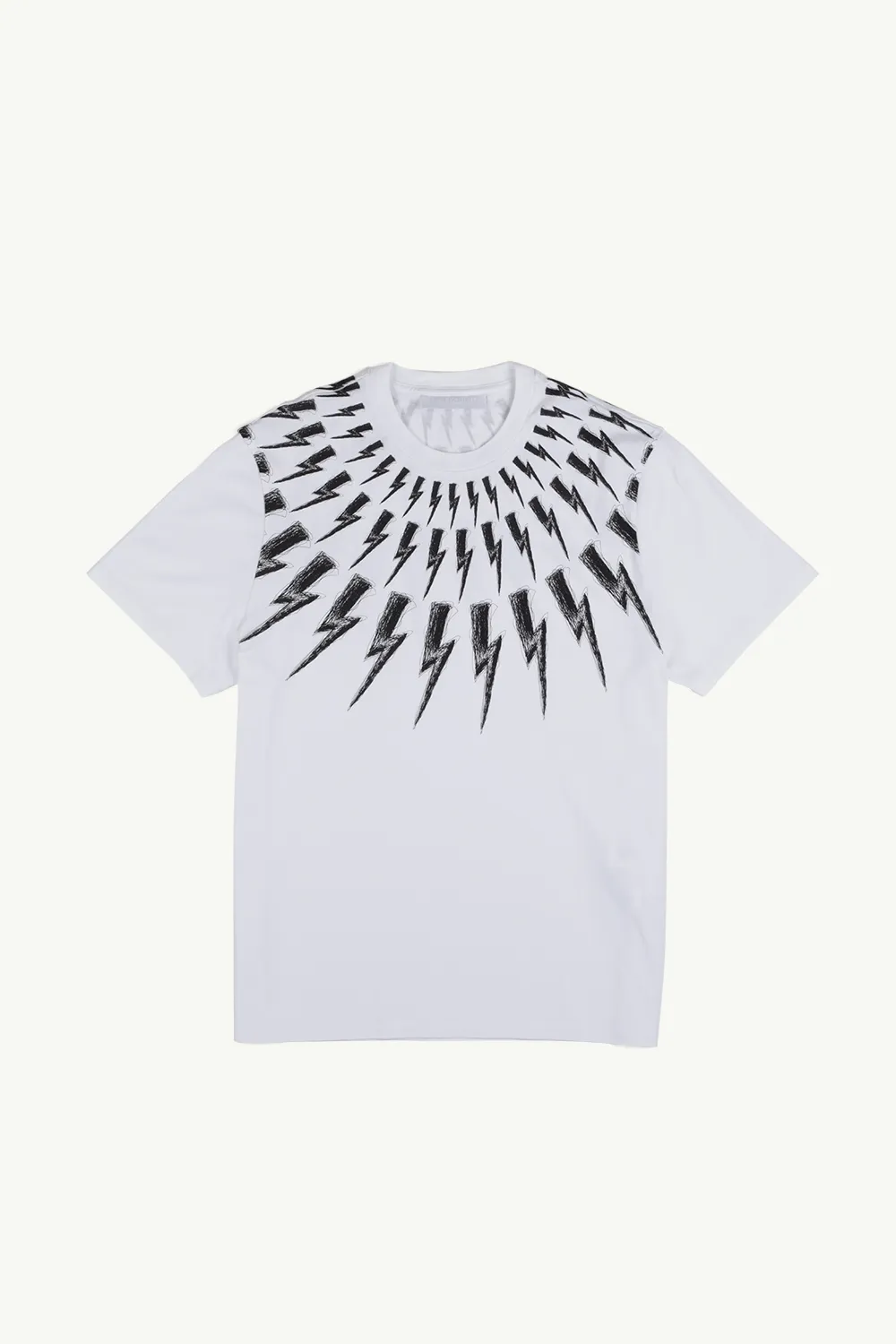 NEIL BARRETT Men Scribbled Thunderbolt T-Shirt in White/Black 0