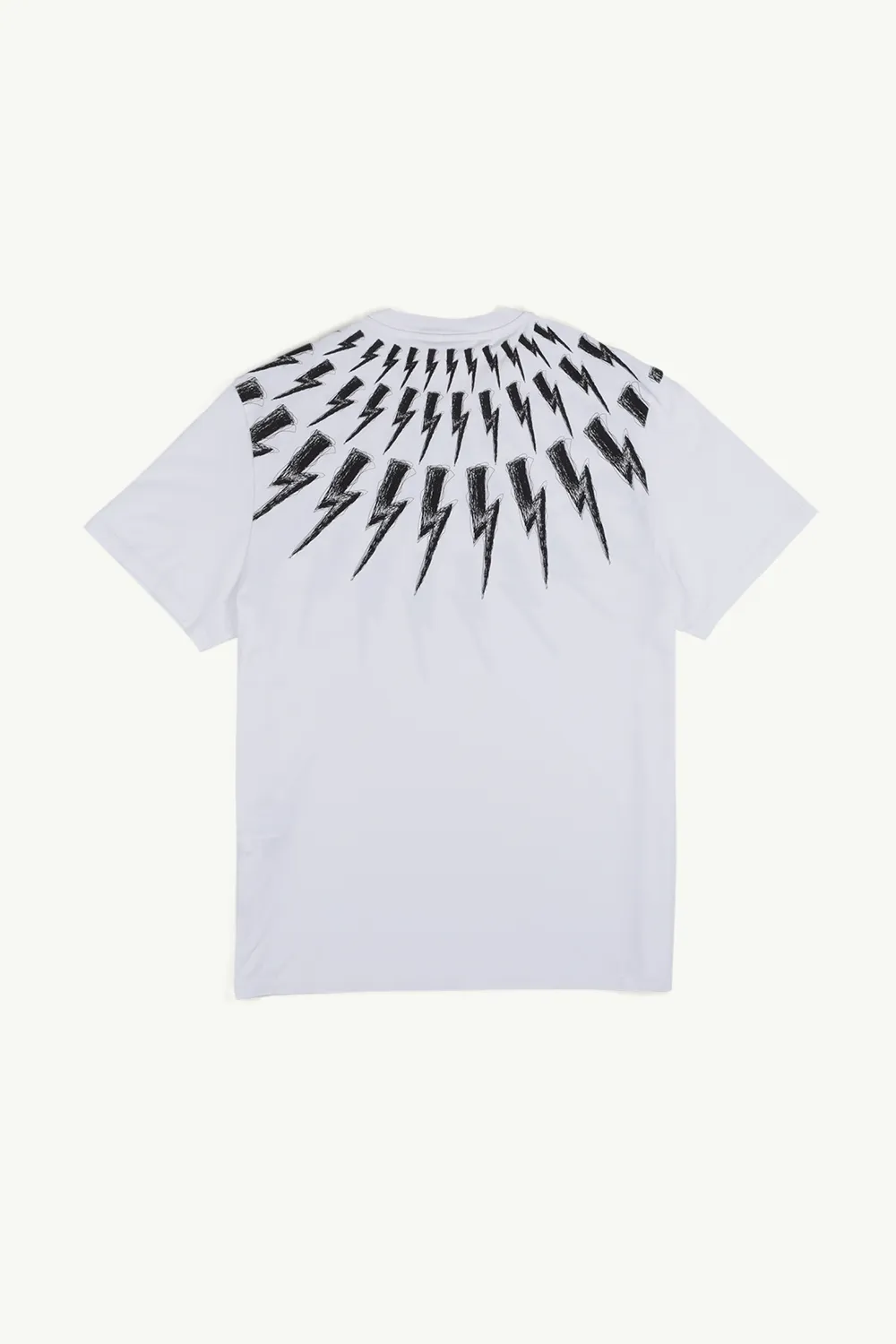 NEIL BARRETT Men Scribbled Thunderbolt T-Shirt in White/Black 1
