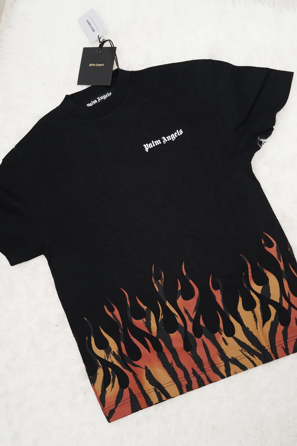 PALM ANGELS Men Tiger Flames T-Shirt in Black/Orange 0