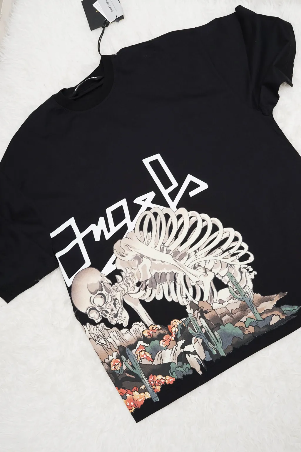 PALM ANGELS Men Desert Logo x Skull Oversized T-Shirt in Black 0