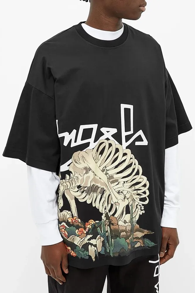 PALM ANGELS Men Desert Logo x Skull Oversized T-Shirt in Black 4