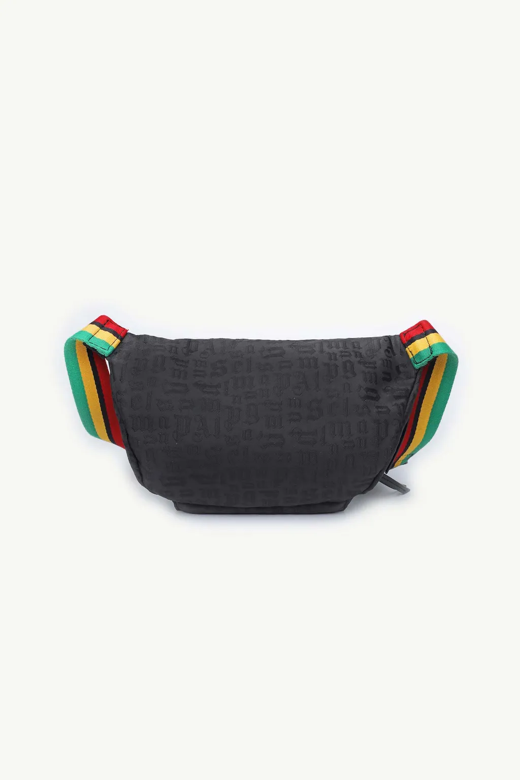 PALM ANGELS Monogram Pattern Bumbag in Black with Multicolor Strap 1