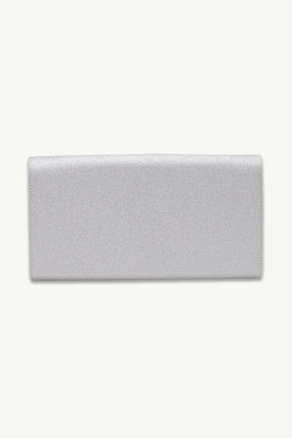 ROGER VIVIER Flower Strass Buckle Clutch in Silver Glitter Fabrics 1