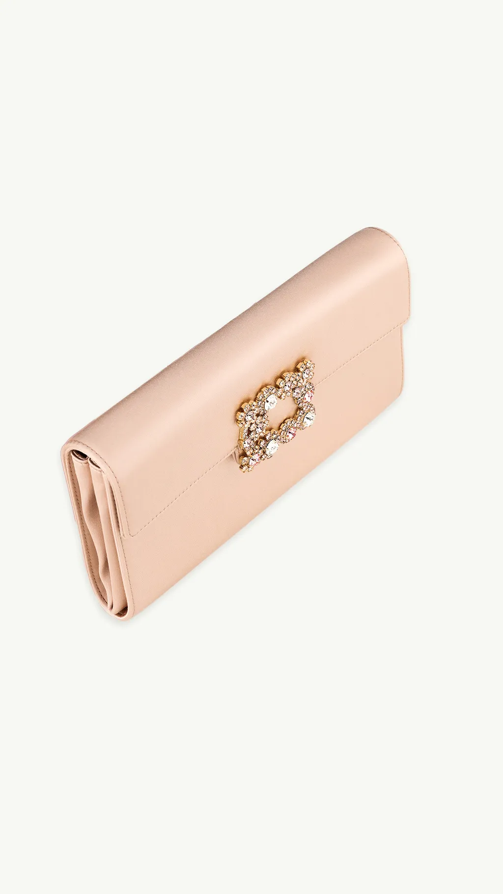 ROGER VIVIER Flower Strass Buckle Clutch in Pink Satin 2