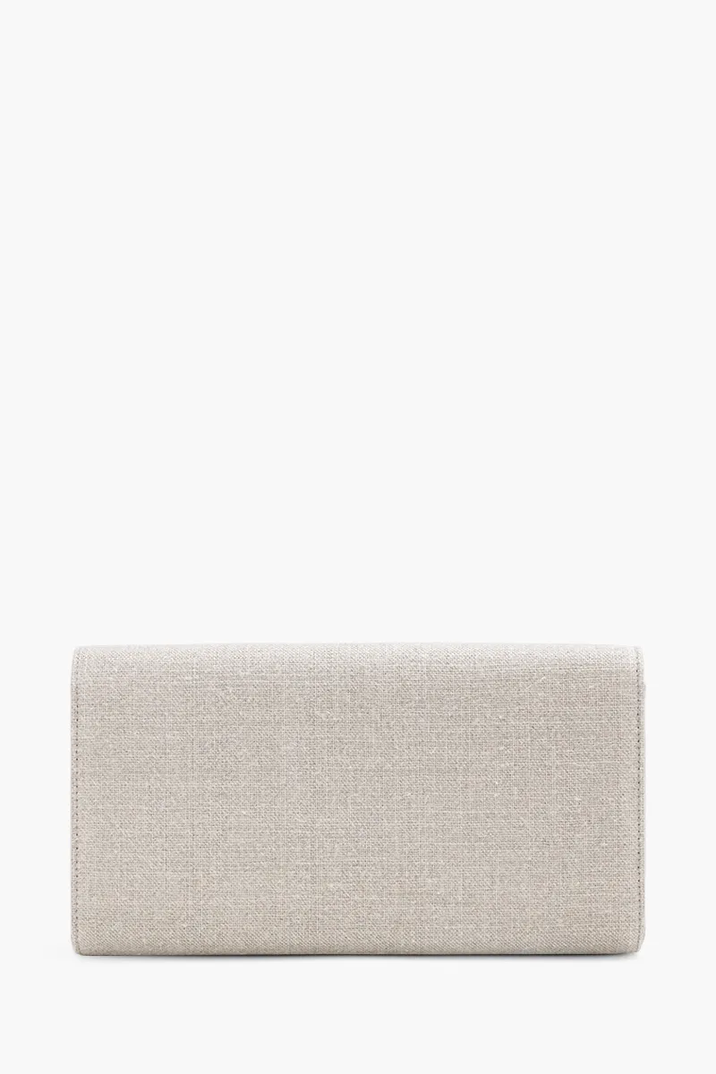 ROGER VIVIER Flower Strass Buckle Pearls Clutch in Beige Fabric 1