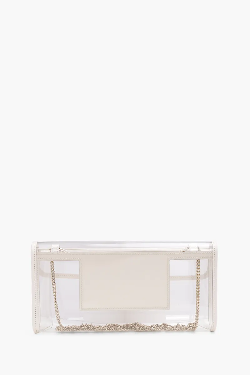 ROGER VIVIER Broche Vivier Buckle Clutch in Off White PVC 1