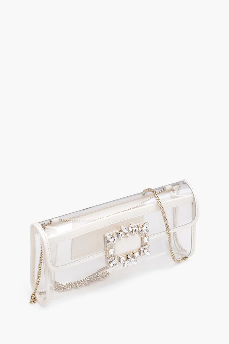 ROGER VIVIER Broche Vivier Buckle Clutch in Off White PVC 2