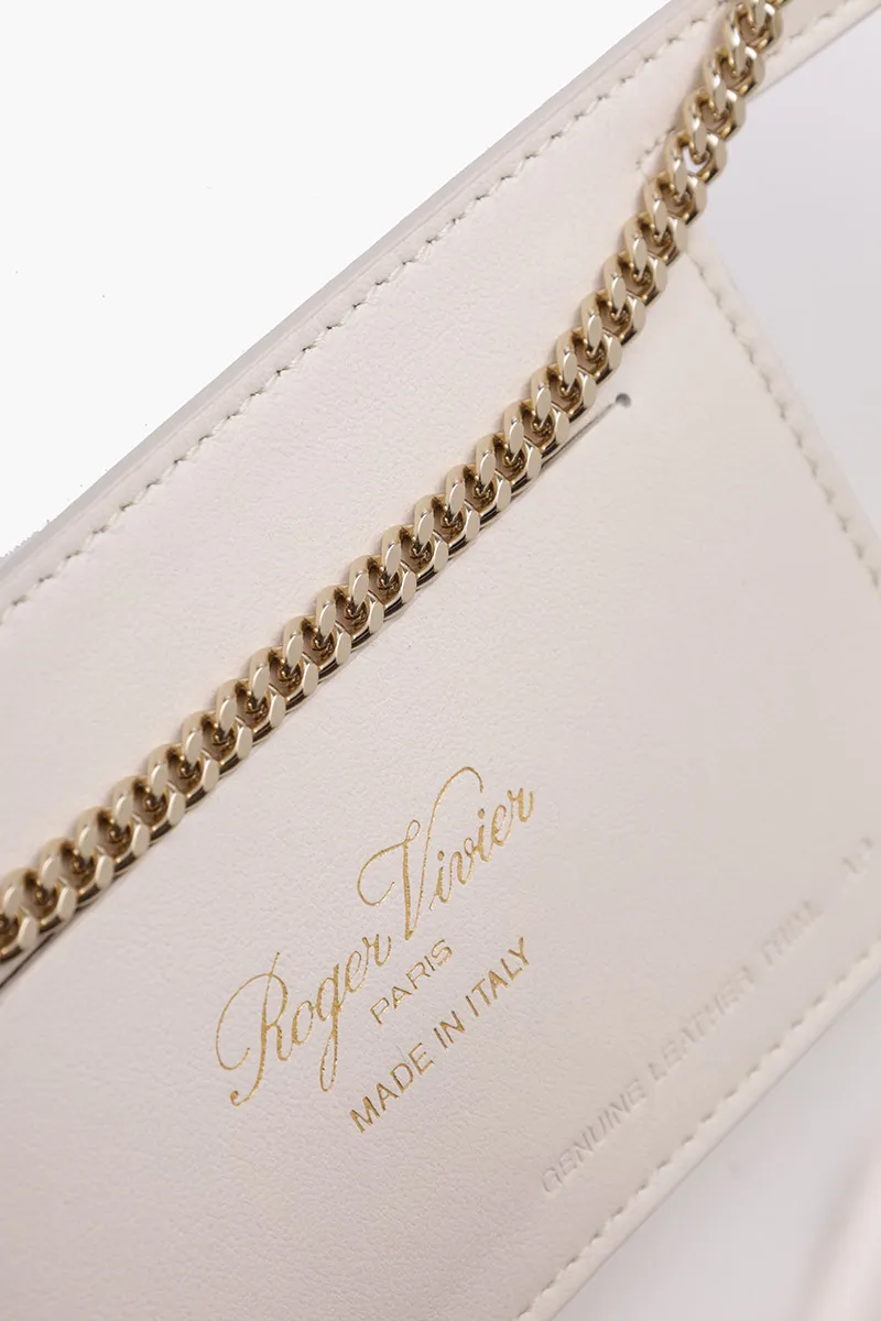 ROGER VIVIER Broche Vivier Buckle Clutch in Off White PVC 3