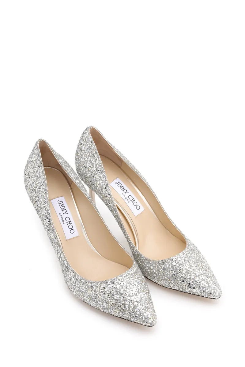 JIMMY CHOO Romy Pumps 85mm in Glittered Champagne 1