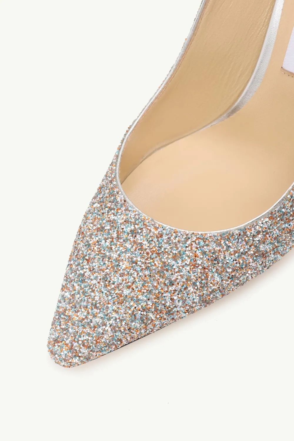 JIMMY CHOO Romy Pumps 85mm in Silver Multicolors Joy Coarse Glitter 4