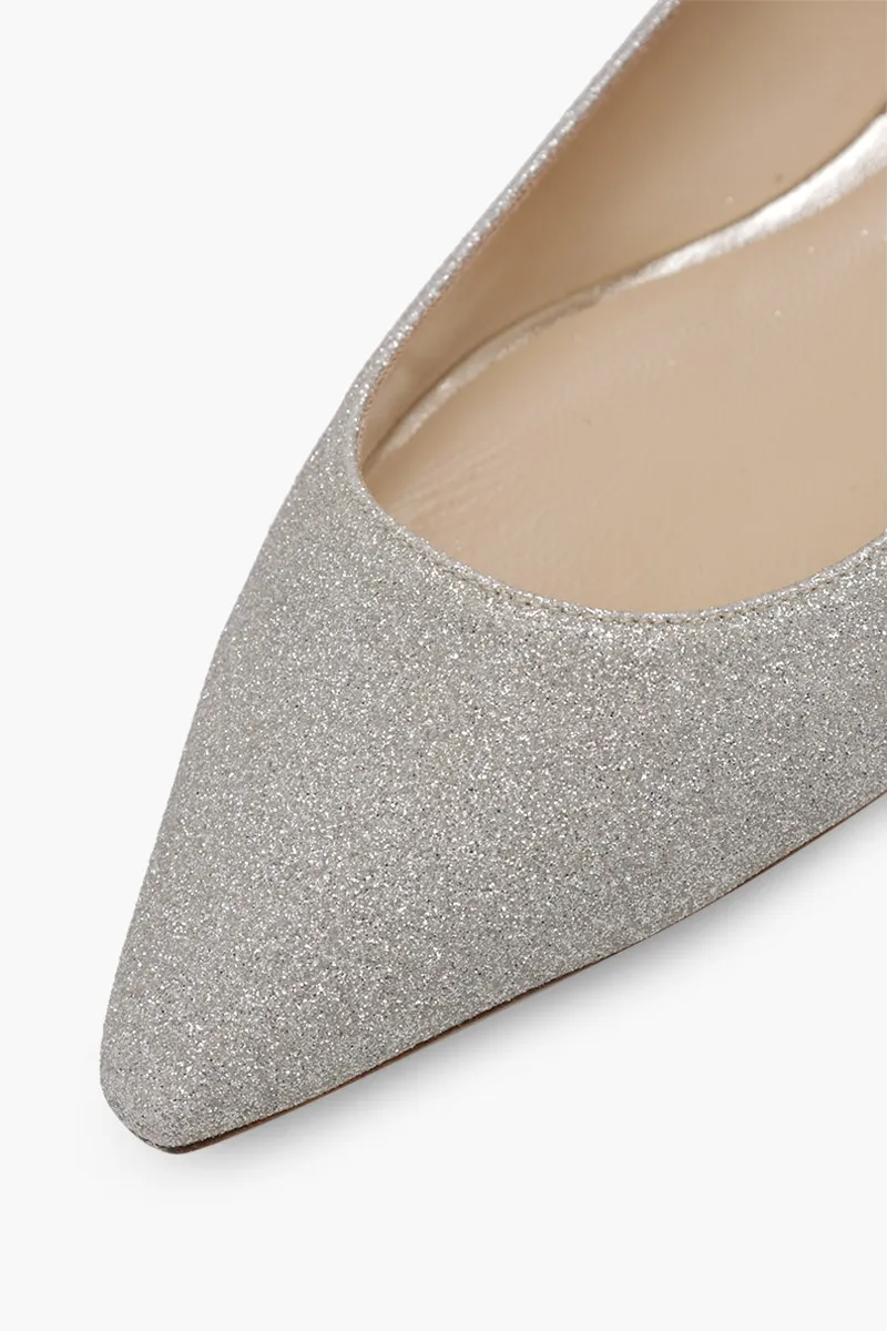 JIMMY CHOO Romy Ballerina Platinum in Ice Glitter 4
