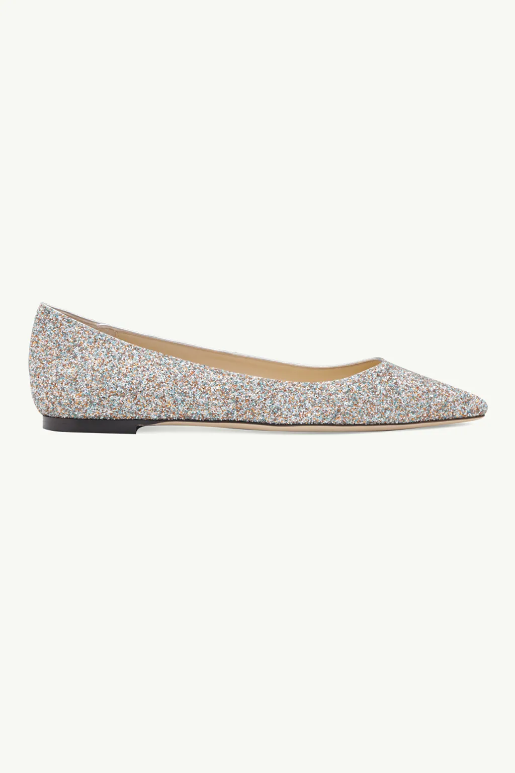 JIMMY CHOO Romy Ballerina in Silver Multicolors Joy Coarse Glitter 0