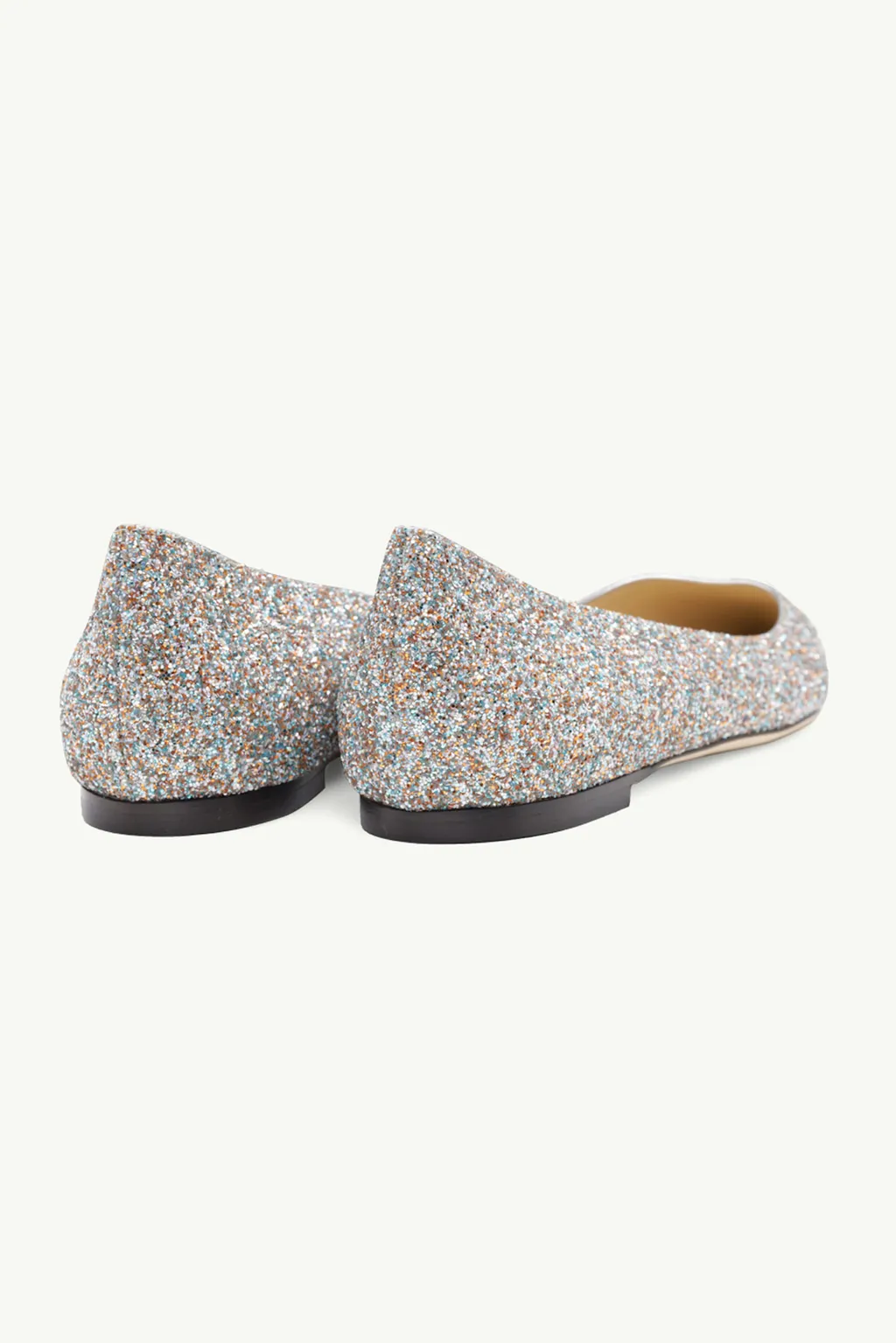 JIMMY CHOO Romy Ballerina in Silver Multicolors Joy Coarse Glitter 2