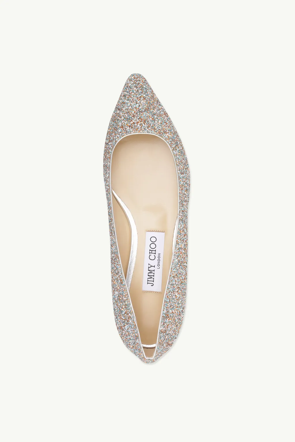 JIMMY CHOO Romy Ballerina in Silver Multicolors Joy Coarse Glitter 3