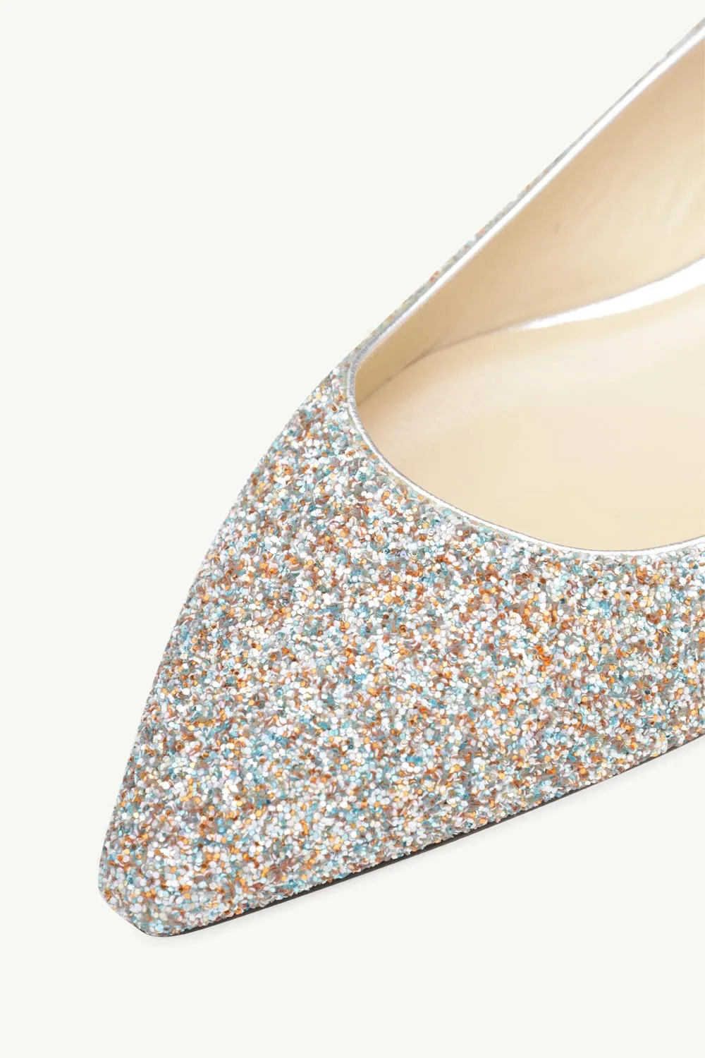 JIMMY CHOO Romy Ballerina in Silver Multicolors Joy Coarse Glitter 4
