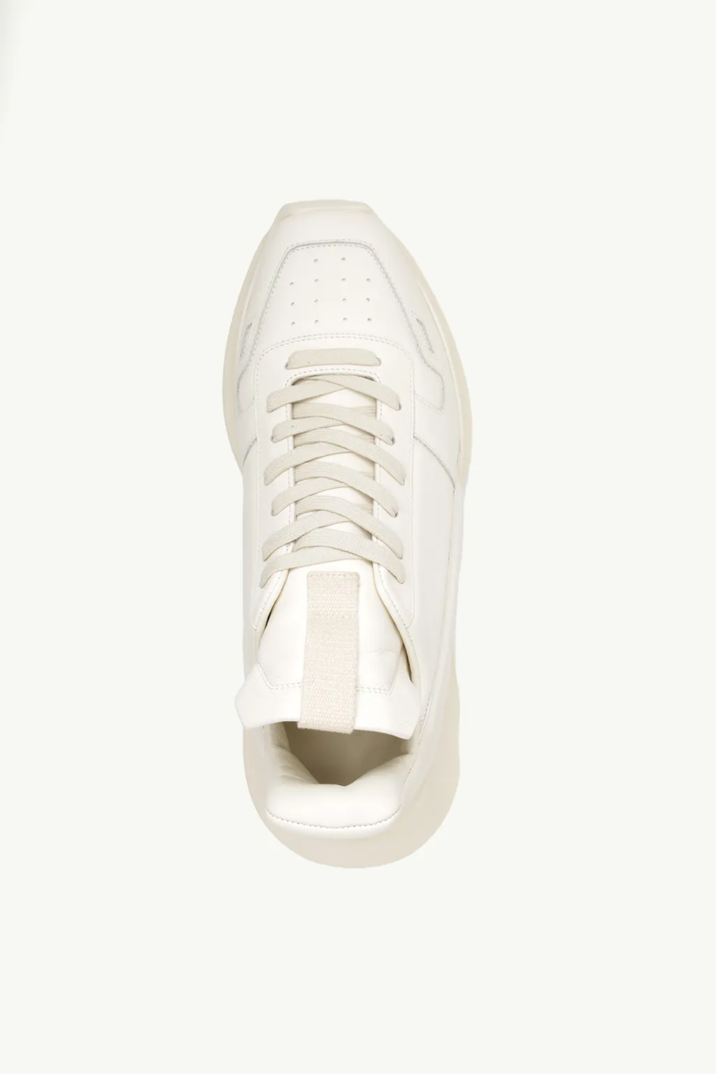 RICK OWENS Men Geth Runner Sneaker in Milk Grained Calfskin 3