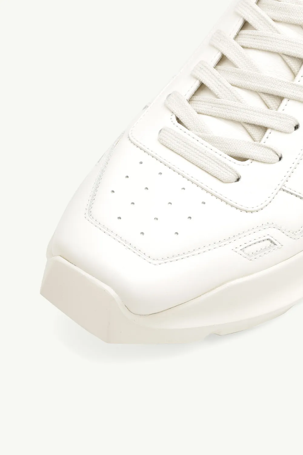 RICK OWENS Men Geth Runner Sneaker in Milk Grained Calfskin 4