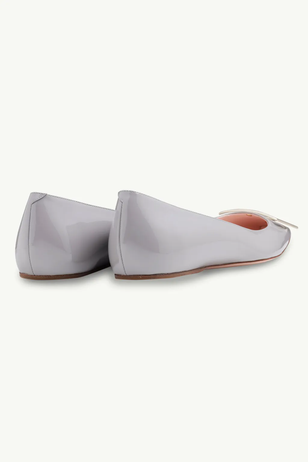 ROGER VIVIER Trompette Metal Buckle Ballerina in Grey Patent Leather 2