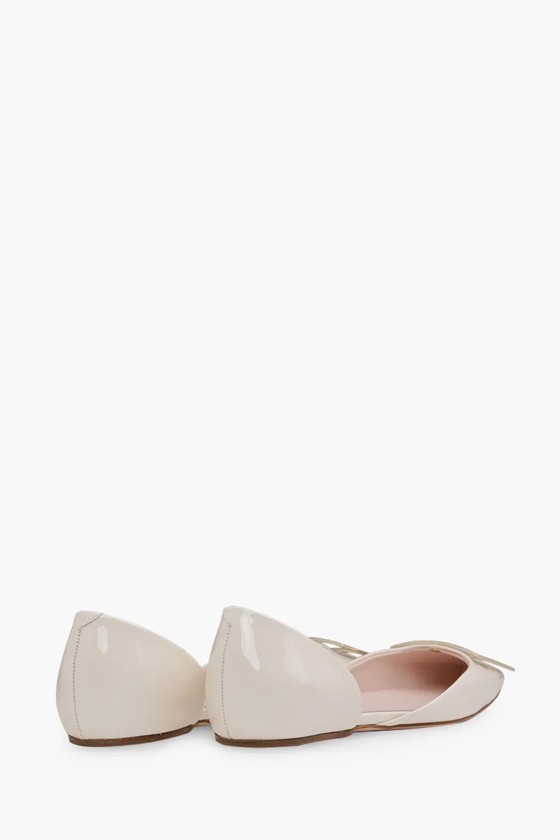 ROGER VIVIER Women Trompette Dorsay Metal Buckle Ballerina in Off White Patent Leather 2