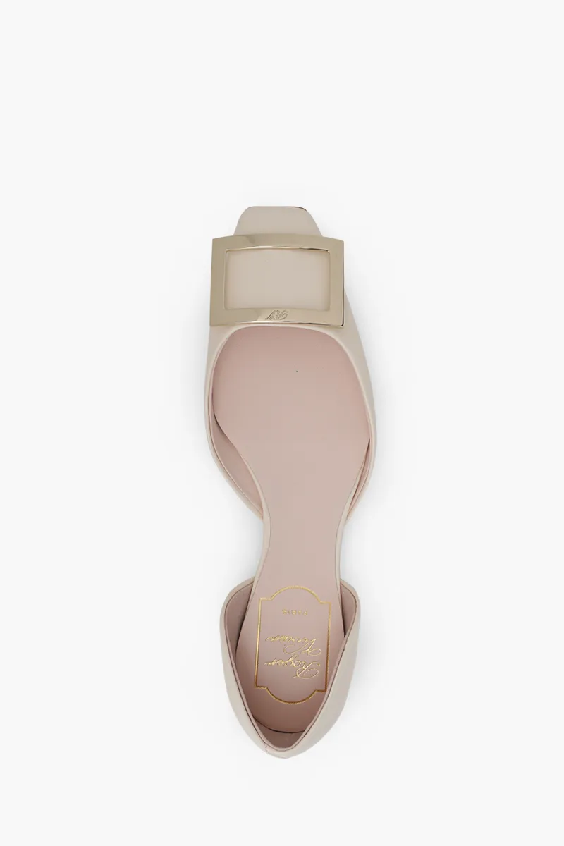ROGER VIVIER Women Trompette Dorsay Metal Buckle Ballerina in Off White Patent Leather 3