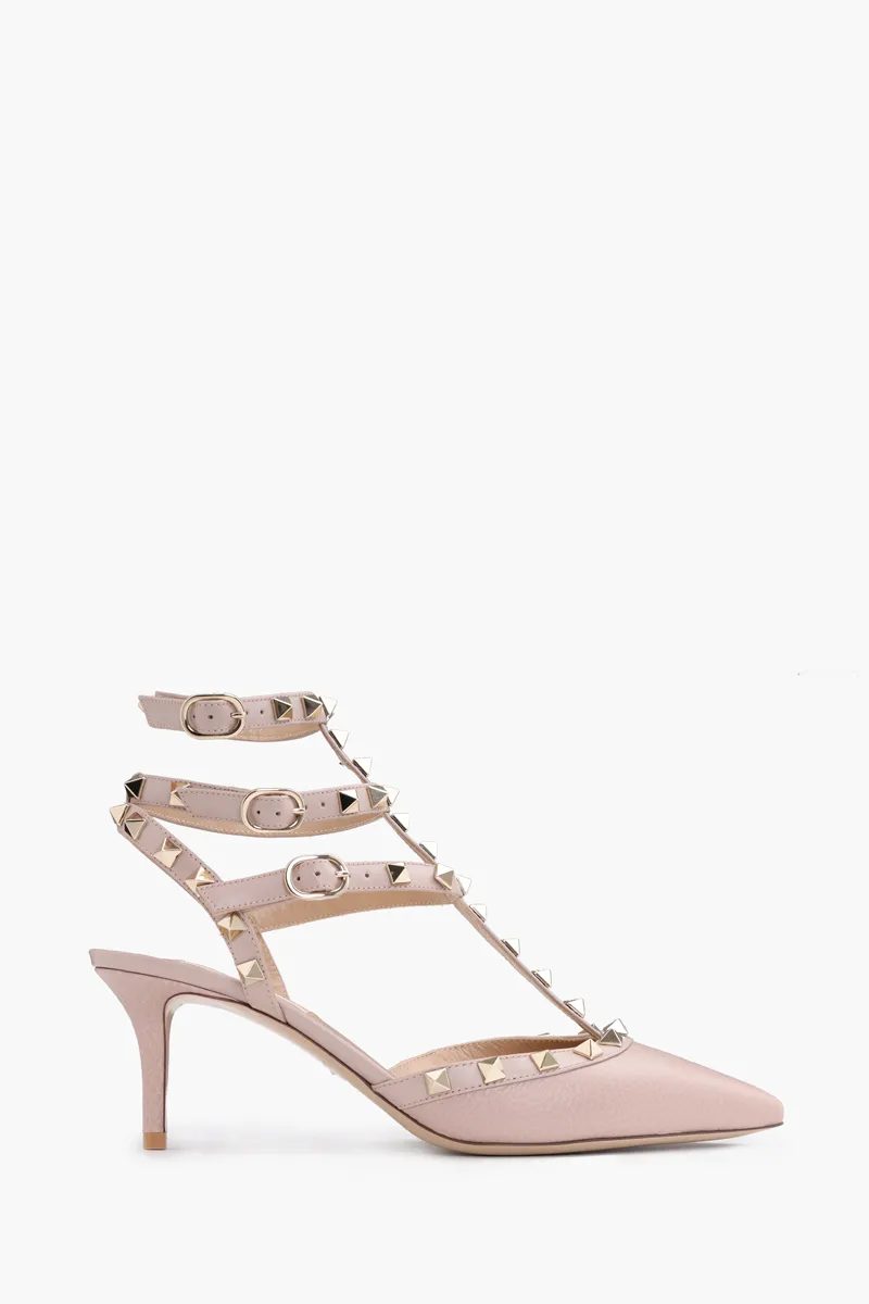 VALENTINO Rockstud Kitten 6.5cm in Nude Grained Leather 0