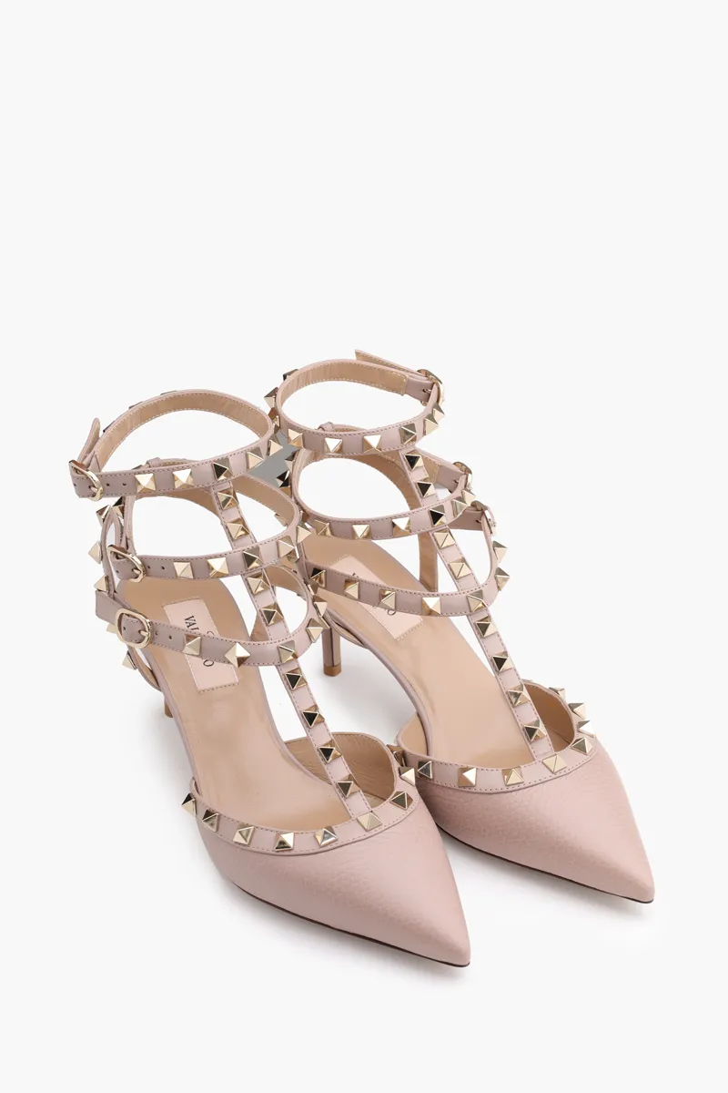 VALENTINO Rockstud Kitten 6.5cm in Nude Grained Leather 1