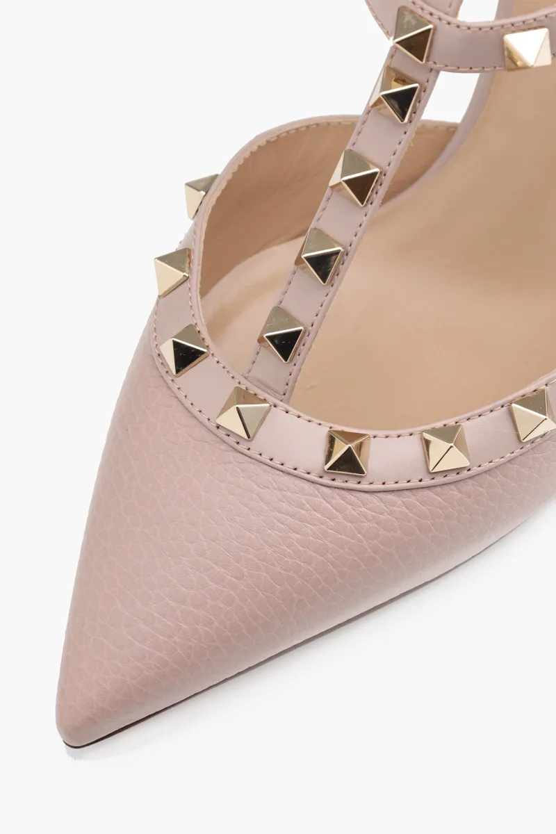 VALENTINO Rockstud Kitten 6.5cm in Nude Grained Leather 4
