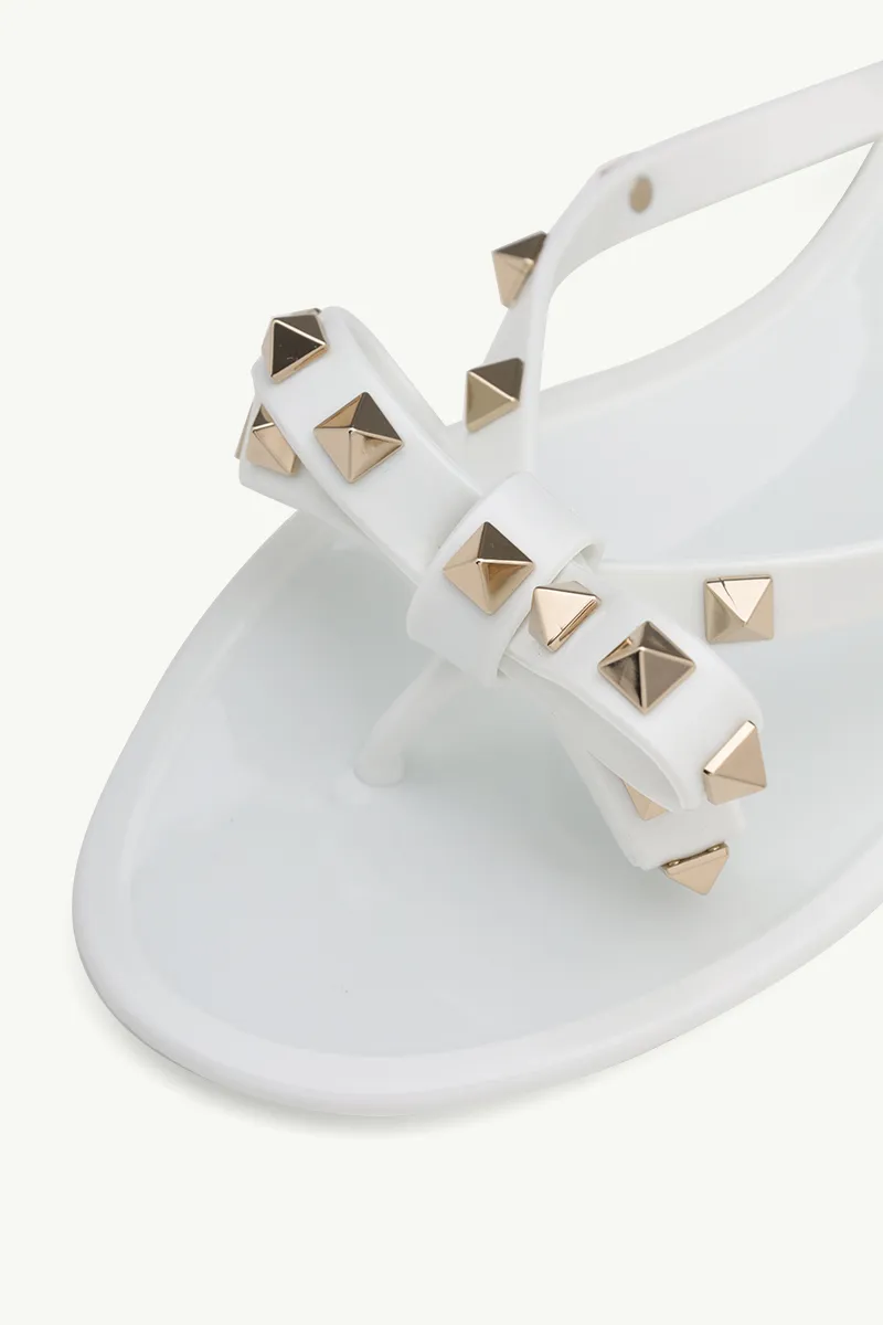 VALENTINO Rockstud Jelly Sandals (Thong) in Optic White 4
