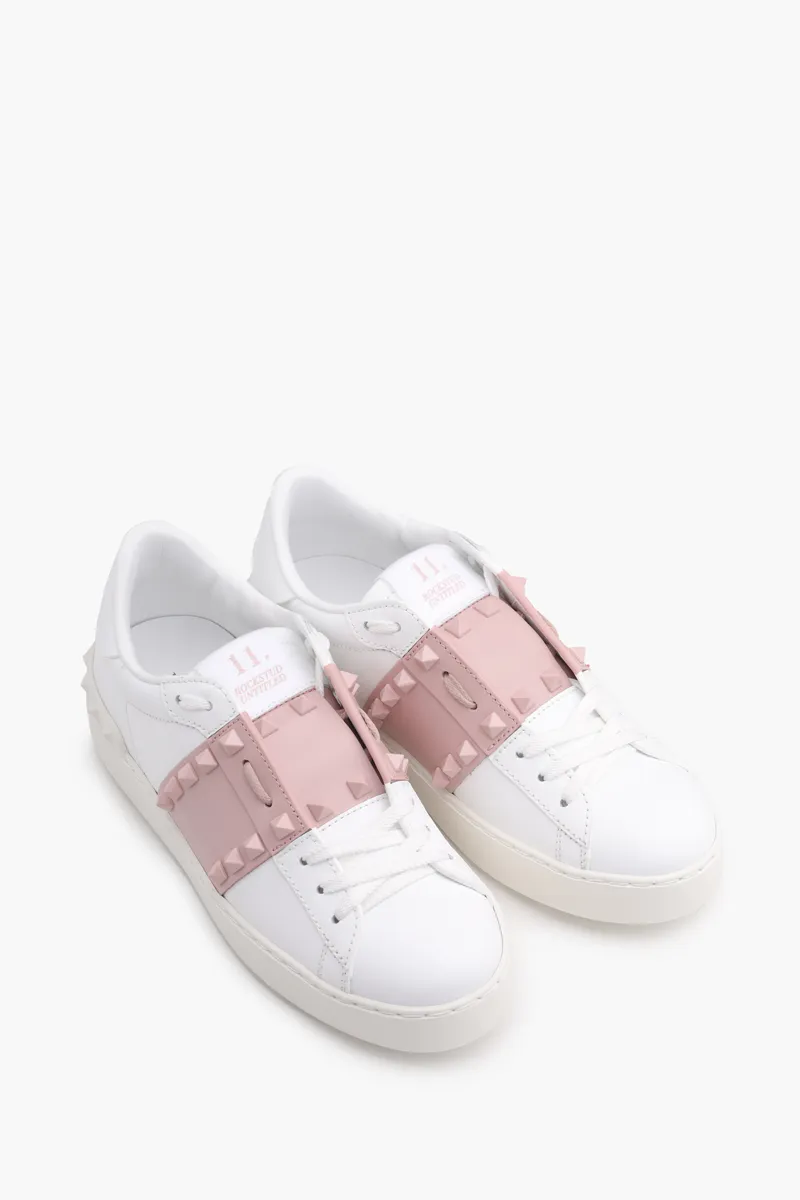VALENTINO Women Untitled Open Sneakers in White/Pink 1