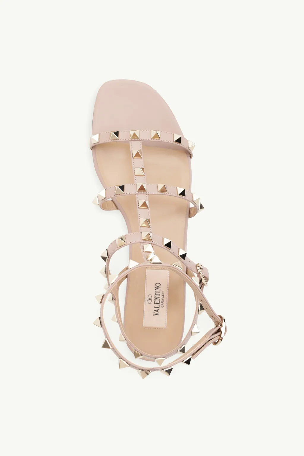 VALENTINO Rockstud Ankle Strap Sandals 5mm in Nude Poudre Calf 3