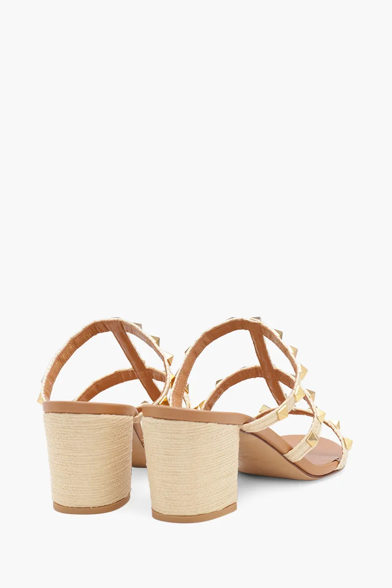 VALENTINO Rockstud 6cm Sandals in Natural Raffia 2