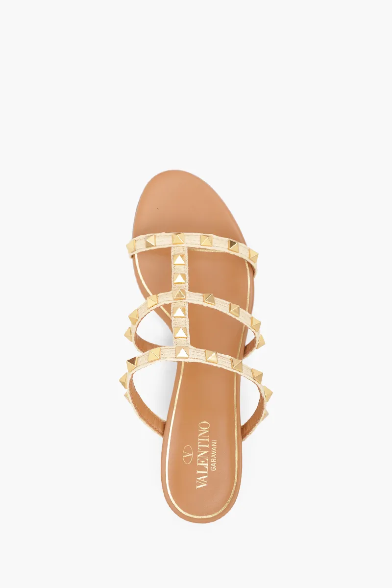 VALENTINO Rockstud 6cm Sandals in Natural Raffia 3