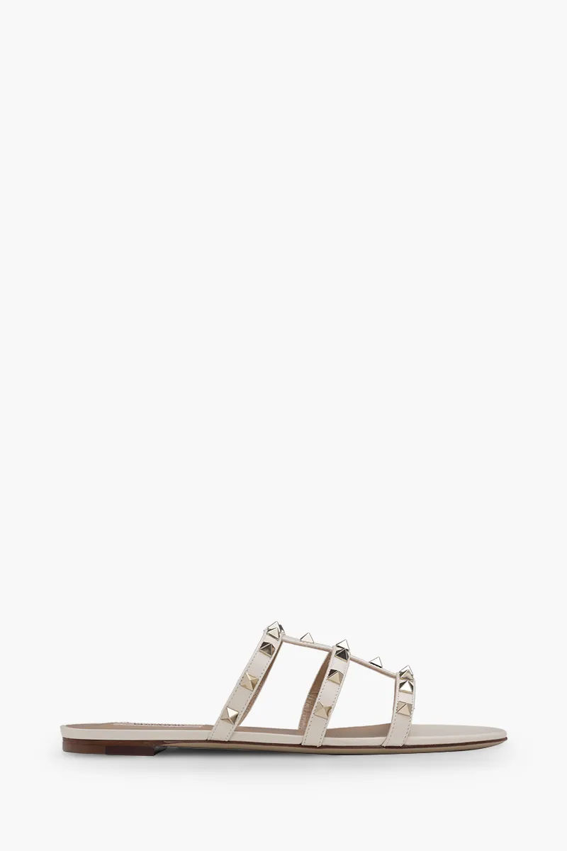 VALENTINO Rockstud Strappy Slides in Light Ivory 0