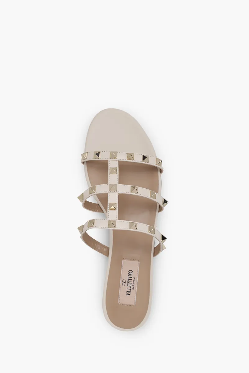 VALENTINO Rockstud Strappy Slides in Light Ivory 3