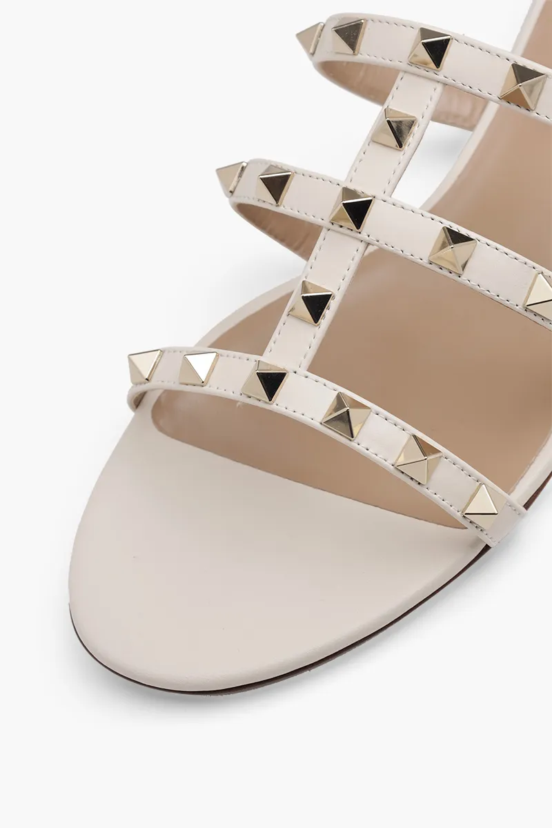 VALENTINO Rockstud Strappy Slides in Light Ivory 4