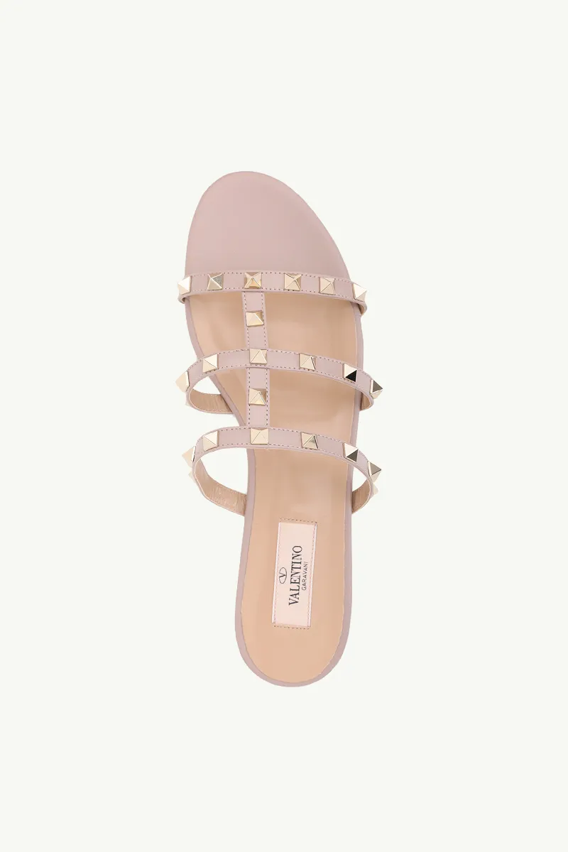 VALENTINO Rockstud Strappy Slides in Nude Poudre 3