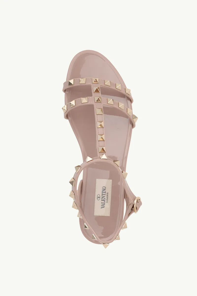 VALENTINO Rockstud Jelly Ankle Strap Flat Sandals in Nude Poudre 3