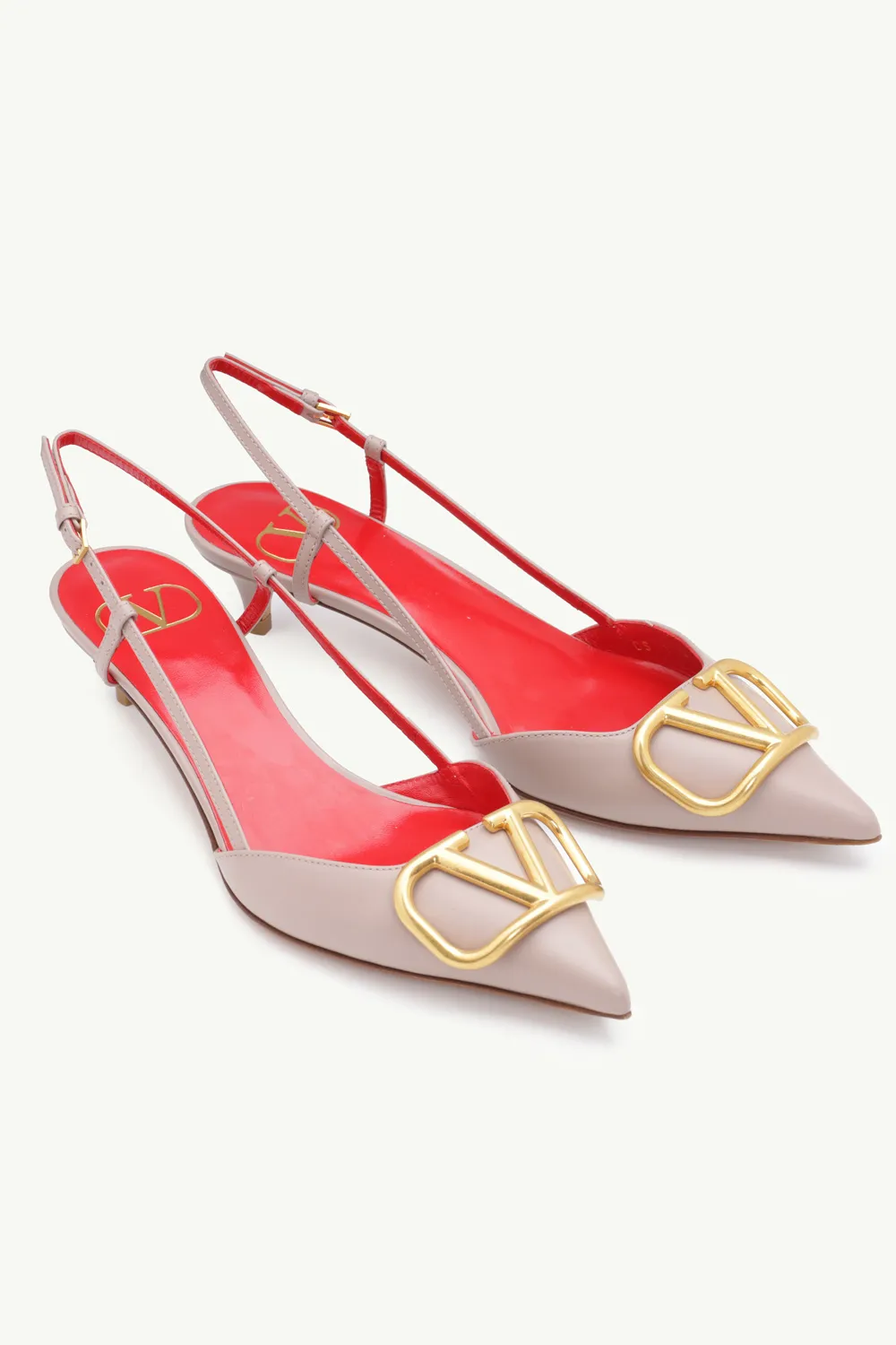 VALENTINO VLogo Slingback Pumps 40mm in Nude Poudre 1