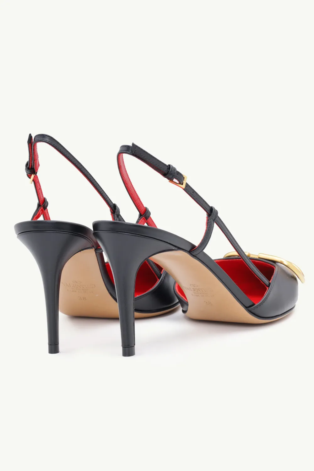 VALENTINO Vlogo Slingback Pumps 80mm in Black Calf GHW 2