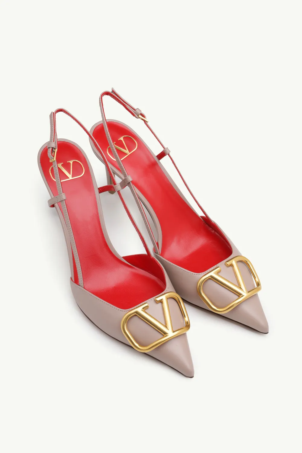 VALENTINO Vlogo Slingback Pumps 80mm in Nude Calf GHW 1