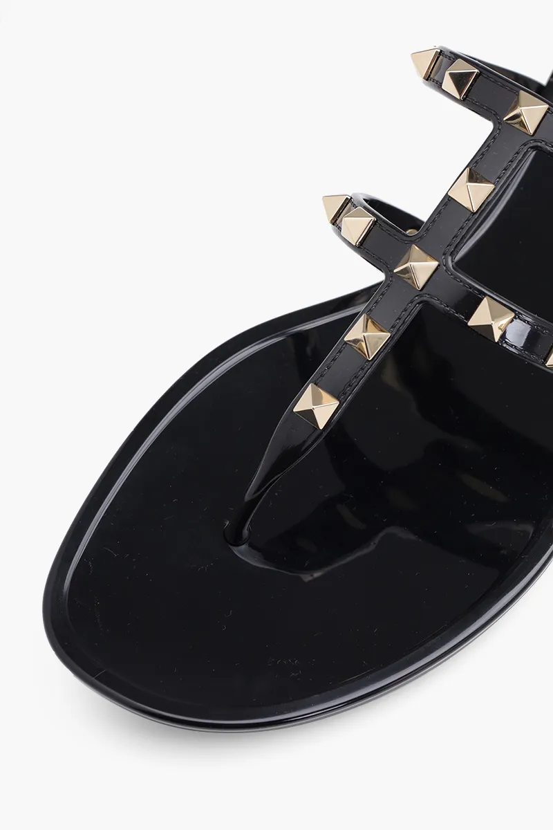 VALENTINO Rockstud Flat Rubber Sandals in Black 4