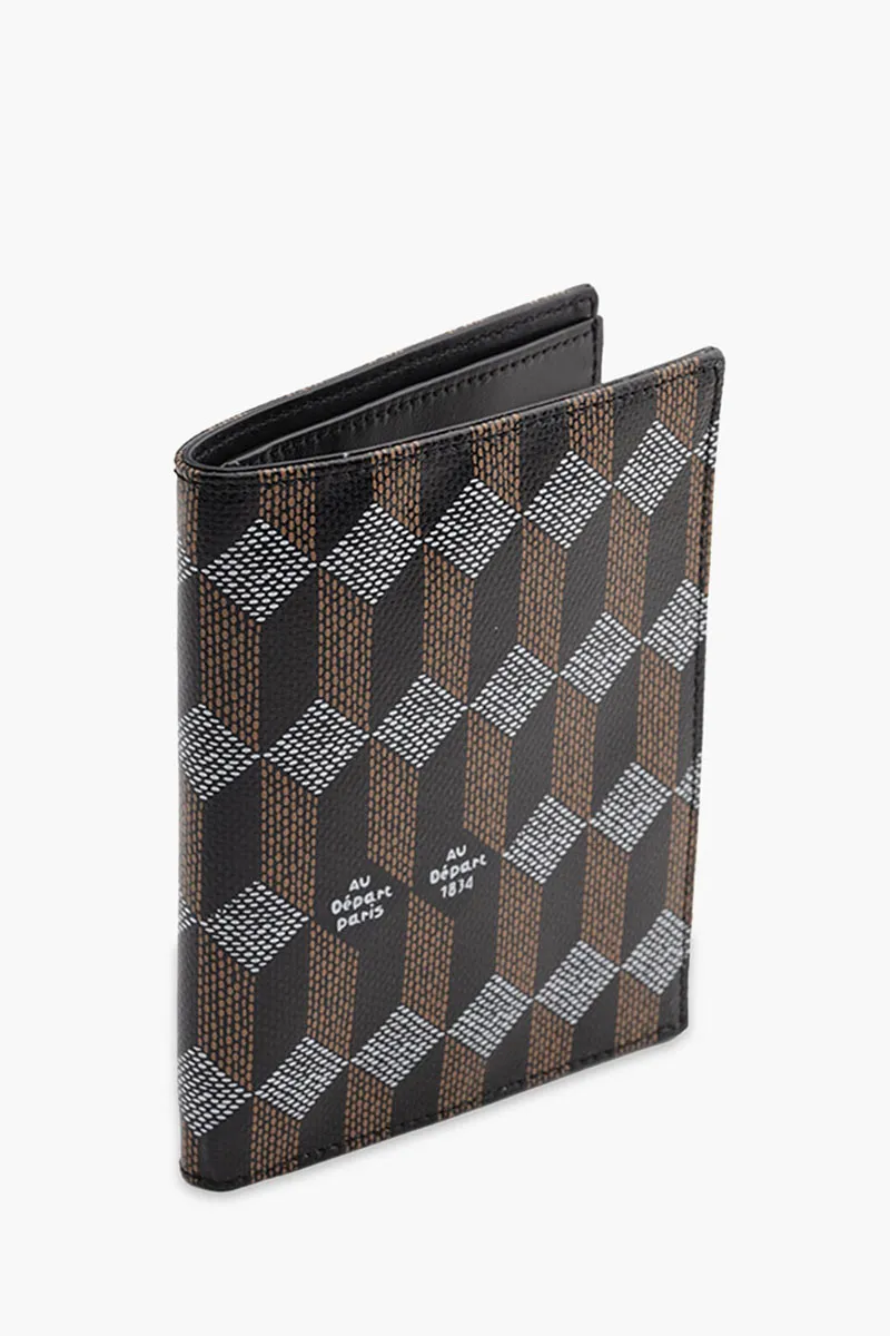 AU DEPART Vertical Le Porte Monogram Passport Holder in Black Multicolor Reflective Jacquard 2