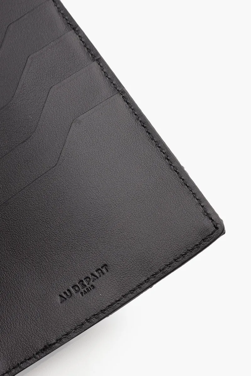AU DEPART Vertical Le Porte Monogram Passport Holder in Black Multicolor Reflective Jacquard 4