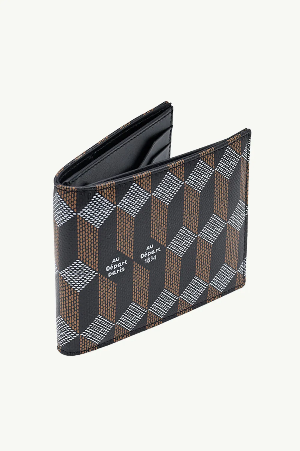 AU DEPART Heritage Monogram Bifold Wallet in Black Multicolor Coated Canvas 2