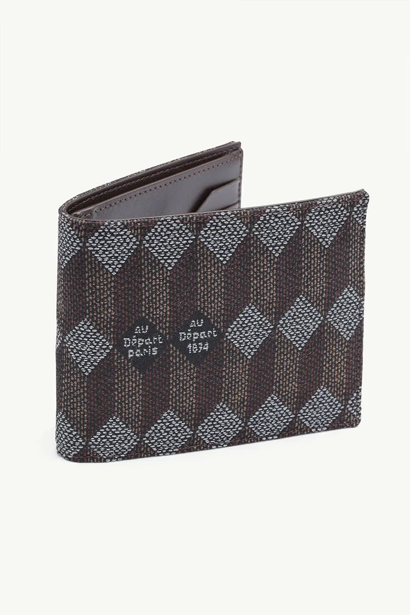 AU DEPART Monogram Bifold Wallet in Cacao Multicolor Reflective Jacquard 2